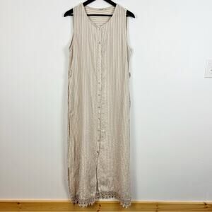 Lungo L'Arno Made in Italy Linen Sleeveless Striped Dress Size Medium